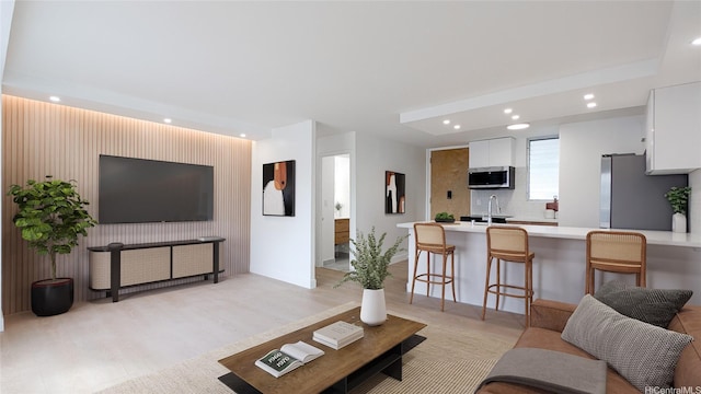 1716 Keeaumoku St Unit 304, Honolulu, HI 96822 - living room with recessed lighting and light wood-style flooring