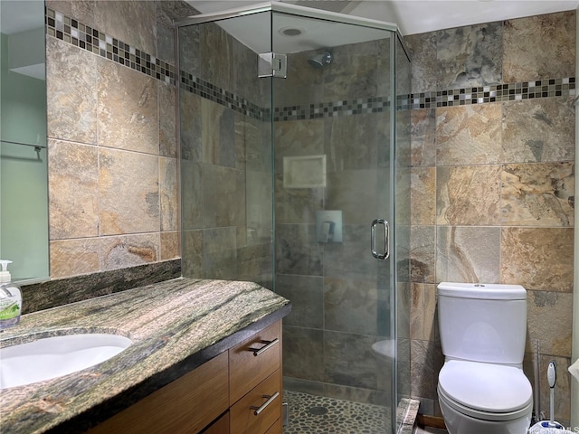 1700 Ala Moana Blvd Unit 2001, Honolulu, HI 96815 - full bathroom with tile walls, vanity, and a shower stall