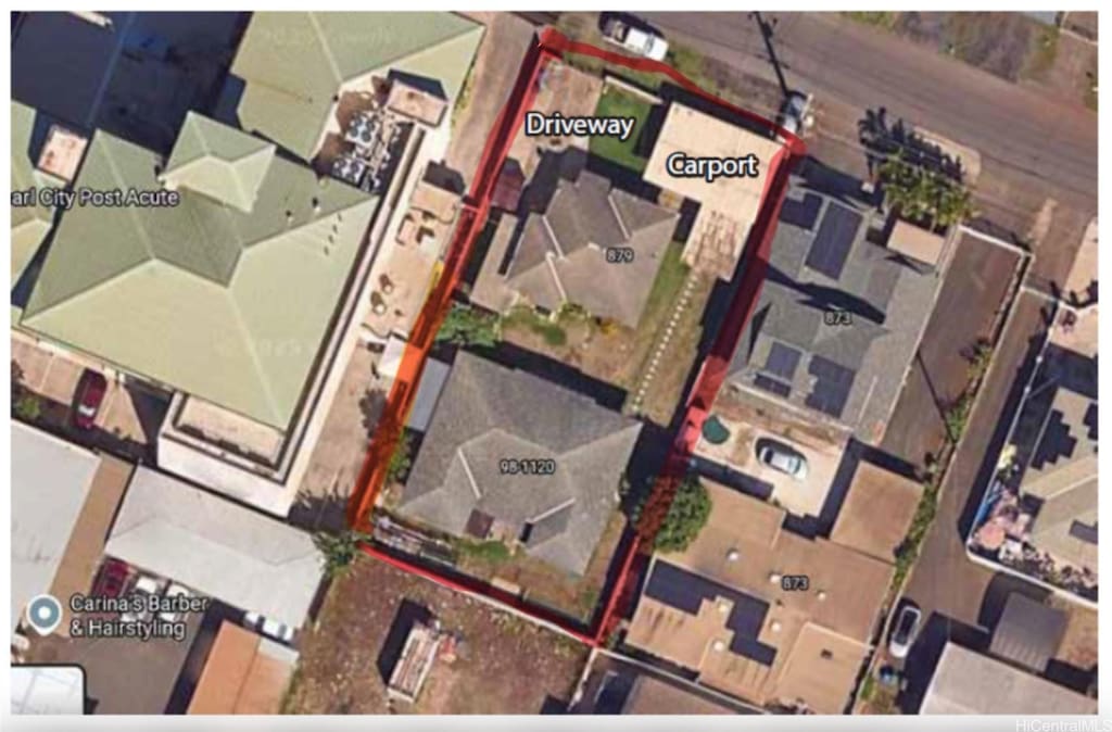 879 3rd St Unit Main, A, B, Pearl City, HI 96782 - map / location with property boundaries highlighted