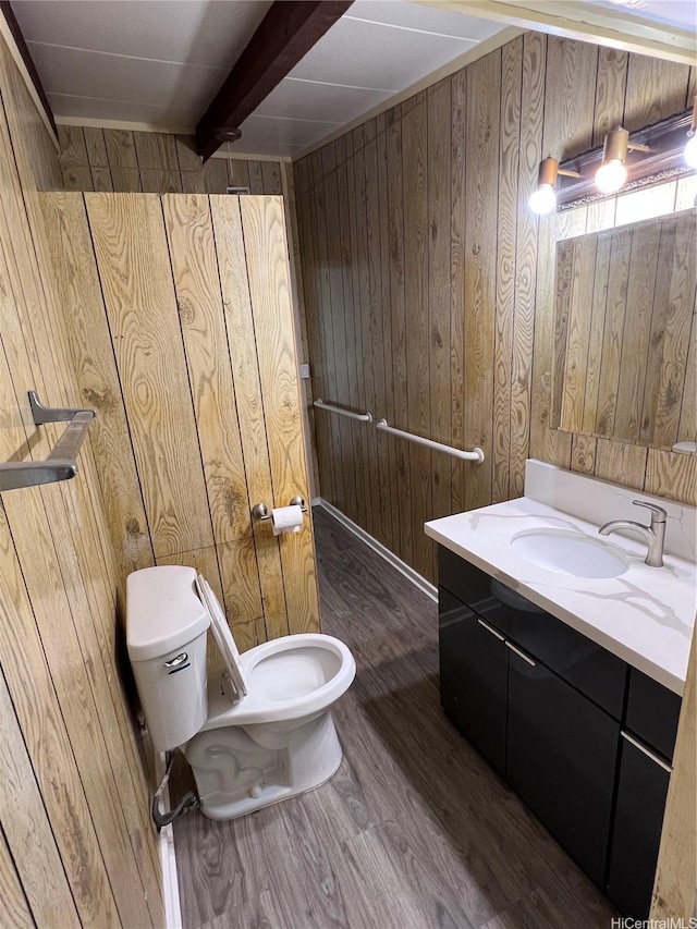 2212 Amokemoke St, Pearl City, HI 96782 - bathroom featuring wooden walls, wood finished floors, and vanity