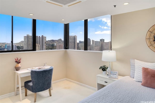 2222 Citron St Unit 2502, Honolulu, HI 96826 - carpeted bedroom featuring a view of city, recessed lighting, and a desk