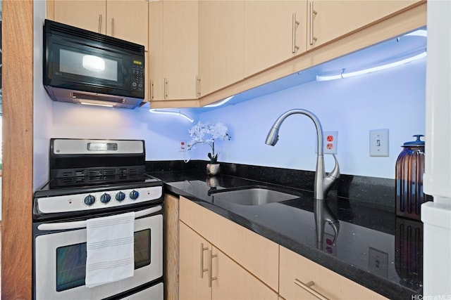 2888 Ala Ilima St Unit 806, Honolulu, HI 96818 - kitchen featuring stainless steel range, black microwave, and dark stone countertops