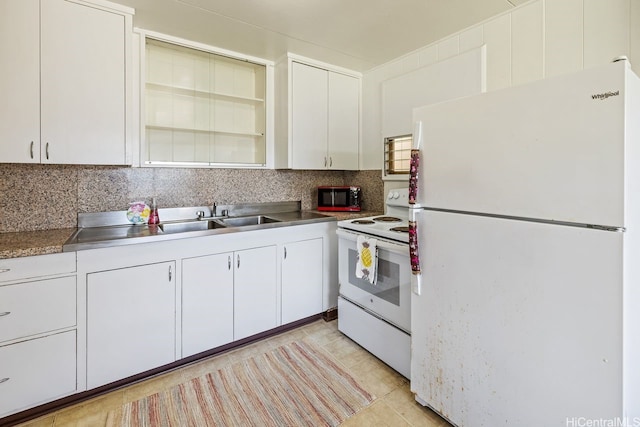 98-219 Pahemo St, Aiea, HI 96701 - kitchen with white appliances, tasteful backsplash, and white cabinetry