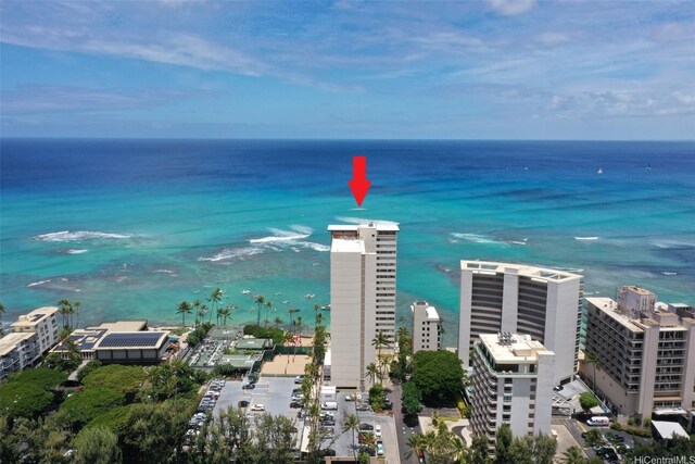 2895 Kalakaua Ave Unit 206, Honolulu, HI 96815 - bird's eye view of waterfront with a beach