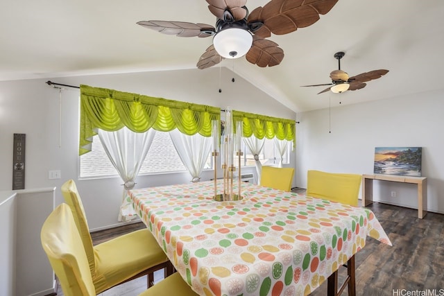 91-1005 Leleoi St Unit 91, Ewa Beach, HI 96706 - dining room with a ceiling fan, wood finished floors, and vaulted ceiling