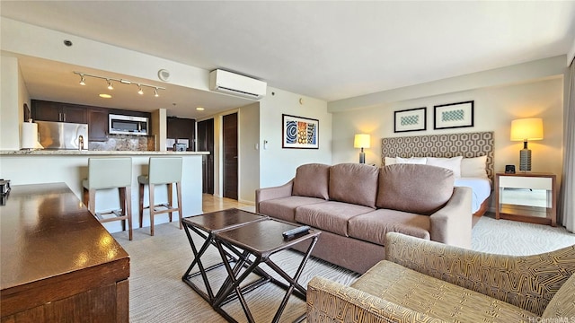 1777 Ala Moana Blvd Unit 2203, Honolulu, HI 96815 - living room featuring a wall mounted AC and light carpet