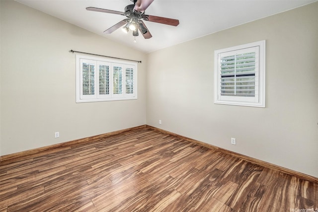 91-1037 Paaoloulu Way, Kapolei, HI 96707 - unfurnished room with lofted ceiling, plenty of natural light, wood finished floors, and ceiling fan