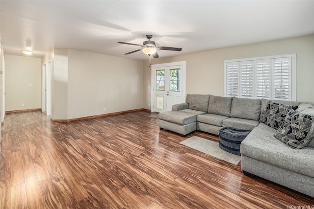 91-1037 Paaoloulu Way, Kapolei, HI 96707 - living room with wood finished floors and ceiling fan