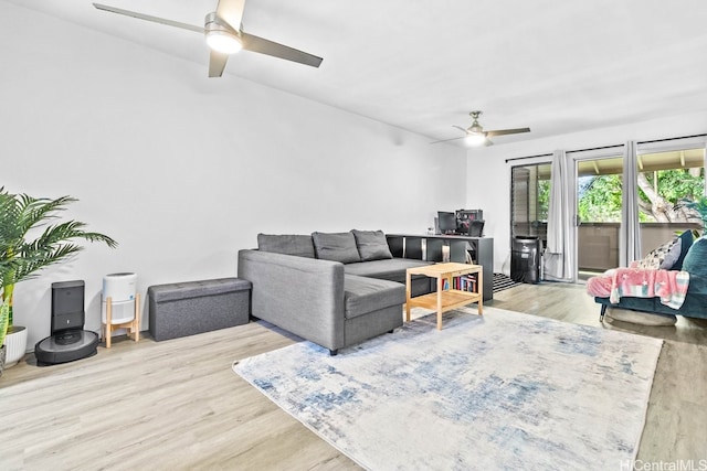 96-226 Waiawa Rd Unit 46, Pearl City, HI 96782 - living room with a ceiling fan and wood finished floors