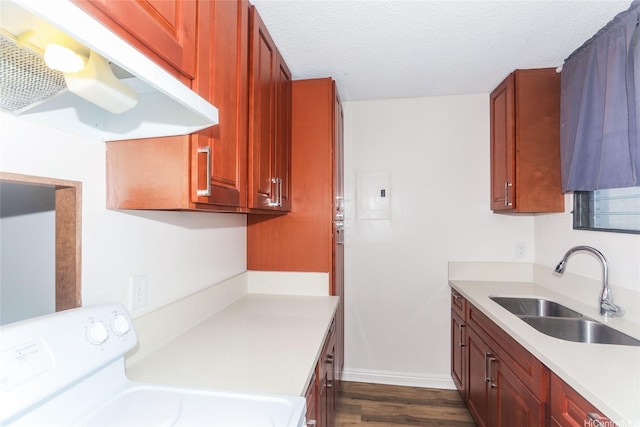 1215 Alexander St Unit 1201, Honolulu, HI 96826 - kitchen featuring range, light countertops, dark wood-style flooring, a textured ceiling, and electric panel