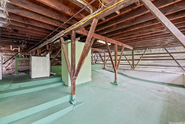 2061 10th Ave, Honolulu, HI 96816 - below grade area featuring fridge and concrete block wall