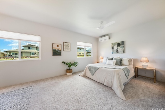 91-1804 Kohanahana Loop, Ewa Beach, HI 96706 - bedroom with light colored carpet, an AC wall unit, and ceiling fan