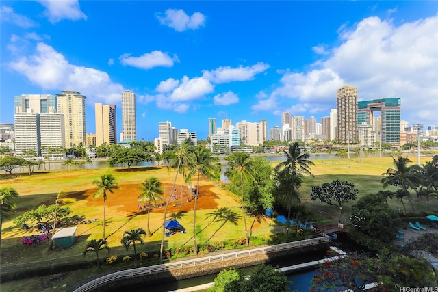 2333 Kapiolani Blvd Unit 608, Honolulu, HI 96826 - skyline view with a large body of water and a golf course