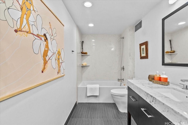 1350 Ala Moana Blvd Unit 3004, Honolulu, HI 96814 - full bathroom with vanity, recessed lighting, shower / bathtub combination, and tile patterned floors