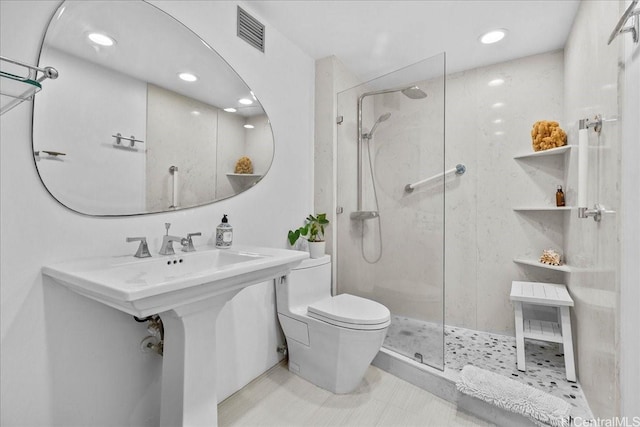 1350 Ala Moana Blvd Unit 3004, Honolulu, HI 96814 - bathroom featuring a marble finish shower and recessed lighting