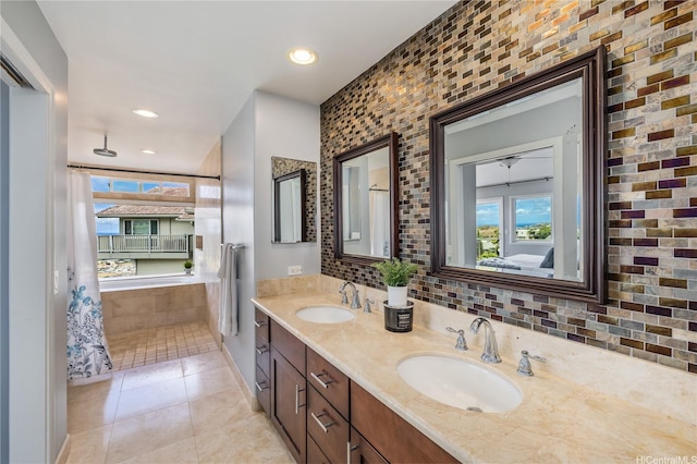 1048 Kaupaku Pl, Honolulu, HI 96825 - bathroom with double vanity, tile patterned floors, and recessed lighting