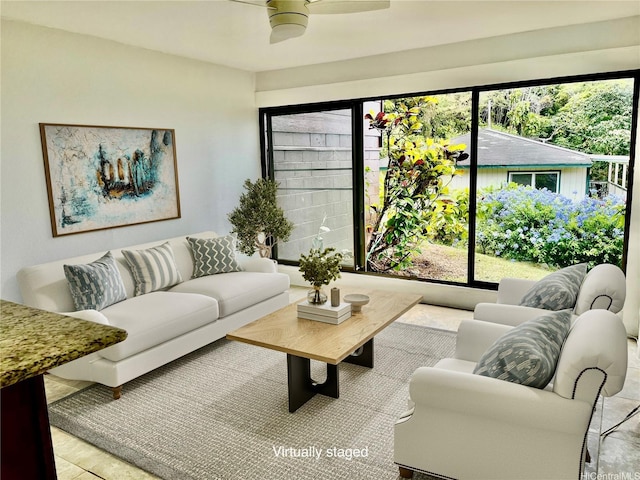 51-636 Kamehameha Hwy Unit 4412, Kaaawa, HI 96730 - living room with ceiling fan