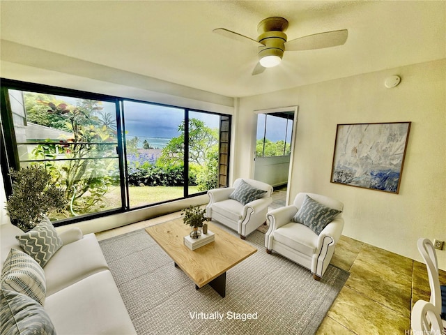 51-636 Kamehameha Hwy Unit 4412, Kaaawa, HI 96730 - living area with a ceiling fan