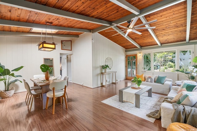 1371 Hele St, Kailua, HI 96734 - living area featuring wood ceiling, ceiling fan, wood finished floors, and wood walls