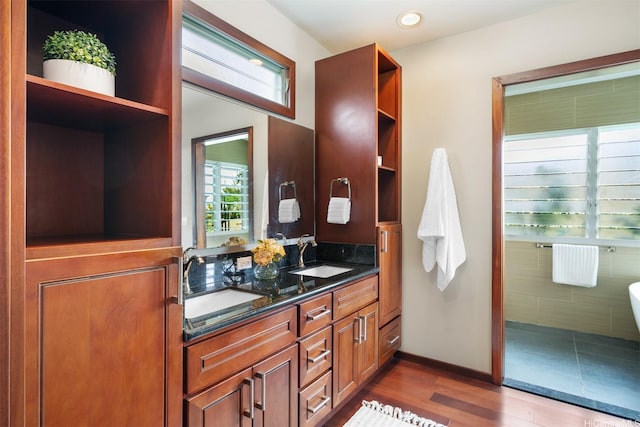 1371 Hele St, Kailua, HI 96734 - full bath featuring wood finished floors, double vanity, and recessed lighting