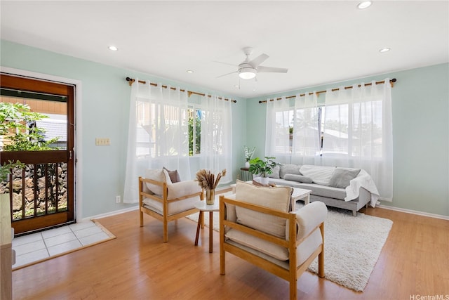 54-18 Haukoi Pl, Hauula, HI 96717 - living room with healthy amount of natural light, ceiling fan, light wood finished floors, and recessed lighting
