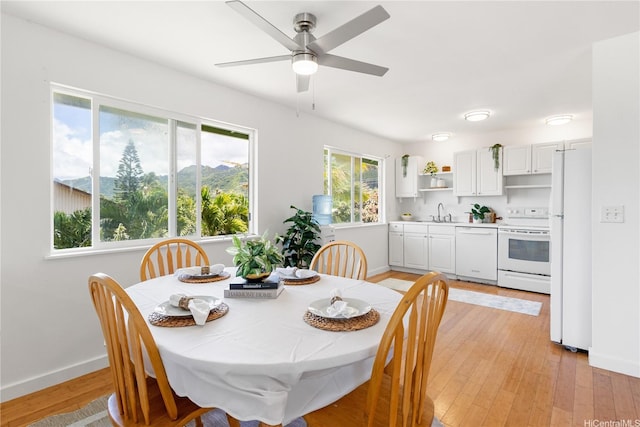 54-18 Haukoi Pl, Hauula, HI 96717 - dining room with light wood-type flooring and a ceiling fan
