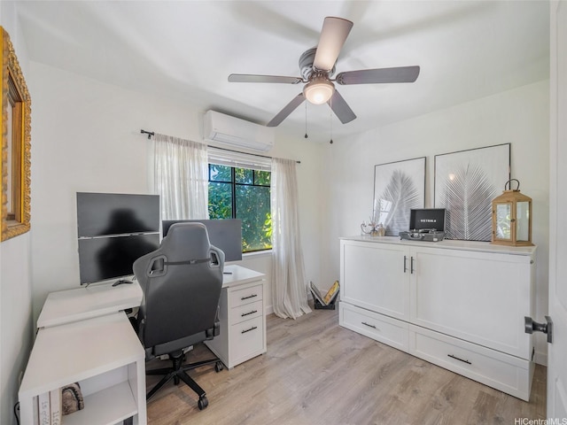 94-1157 Kaloli Loop, Waipahu, HI 96797 - office with a wall mounted air conditioner, light wood finished floors, and a ceiling fan
