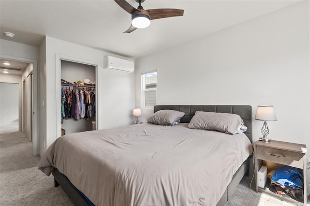 91-1640 Honouliuli St Unit 82, Ewa Beach, HI 96706 - carpeted bedroom featuring a wall unit AC, a spacious closet, a closet, and ceiling fan