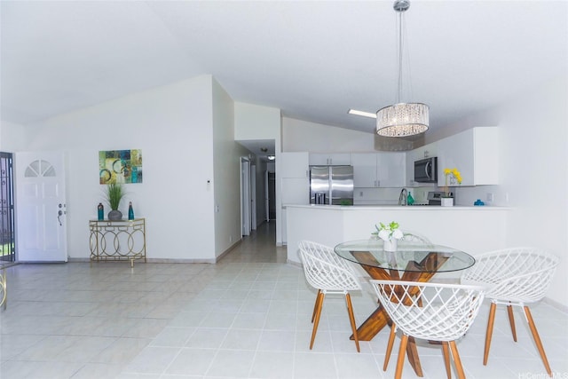91-196 Wailohia Pl, Ewa Beach, HI 96706 - dining space featuring lofted ceiling, a chandelier, and light tile patterned floors