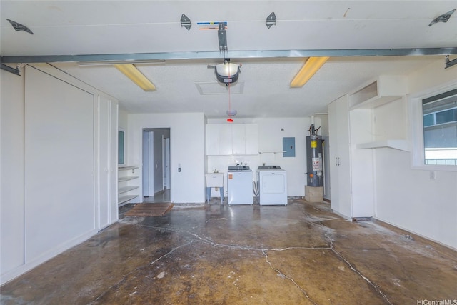 91-196 Wailohia Pl, Ewa Beach, HI 96706 - garage featuring washing machine and dryer, water heater, electric panel, and a garage door opener