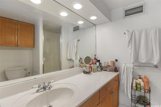 2333 Kapiolani Blvd Unit 3202, Honolulu, HI 96826 - bathroom featuring vanity, recessed lighting, and a shower stall