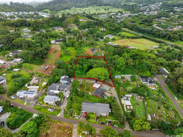47-66 Okana Pl, Kaneohe, HI 96744 - aerial view of property and surrounding area with property parcel outlined