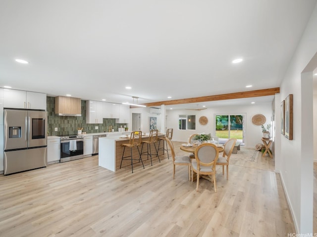 45-343 Namoku St Unit 343, Kaneohe, HI 96744 - dining space with recessed lighting, light wood-style floors, and a wall unit AC