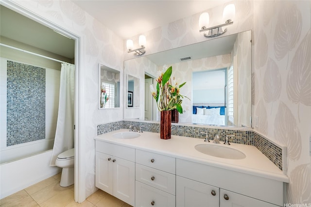 91-2220 Kaiwawalo St Unit 1001, Ewa Beach, HI 96706 - bathroom featuring double vanity, shower / bathtub combination with curtain, and tile patterned floors
