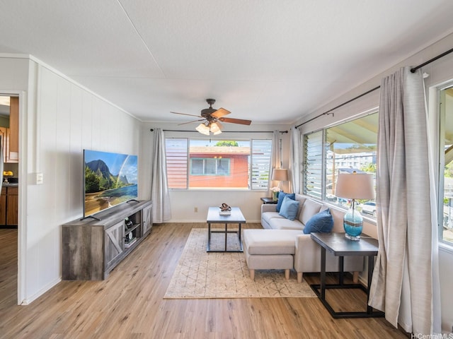 1651 Leilehua Ln, Honolulu, HI 96813 - living room featuring ceiling fan and light wood-style flooring