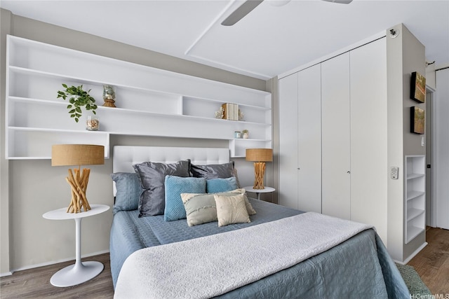 322 Aoloa St Unit 1708, Kailua, HI 96734 - bedroom with wood finished floors, a closet, and ceiling fan