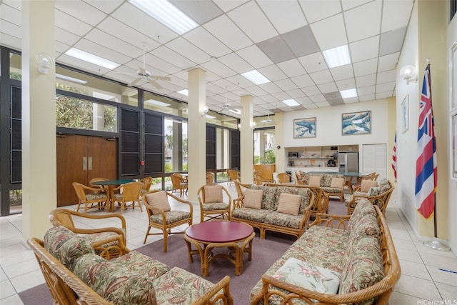 322 Aoloa St Unit 1708, Kailua, HI 96734 - living room with tile patterned floors and a paneled ceiling
