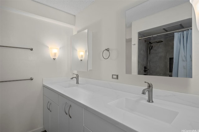 1655 Makaloa St Unit 1502, Honolulu, HI 96814 - bathroom featuring double vanity and a shower with shower curtain