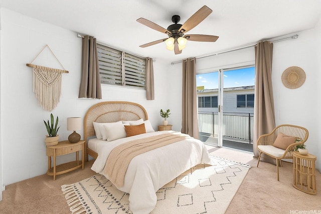 1210 Wilder Ave Unit 305, Honolulu, HI 96822 - carpeted bedroom with access to exterior and a ceiling fan