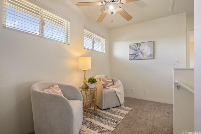 91-1221 Kanela St Unit M54, Ewa Beach, HI 96706 - sitting room featuring carpet flooring and ceiling fan
