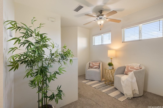 91-1221 Kanela St Unit M54, Ewa Beach, HI 96706 - living area with carpet flooring and ceiling fan