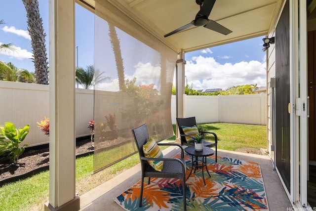 91-1221 Kanela St Unit M54, Ewa Beach, HI 96706 - sunroom / solarium featuring a ceiling fan