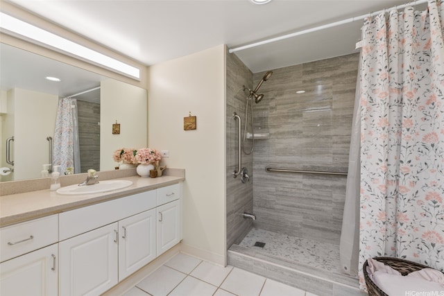 1314 Kalakaua Ave Unit 1407, Honolulu, HI 96826 - full bathroom featuring tile patterned flooring, vanity, tiled shower, and recessed lighting
