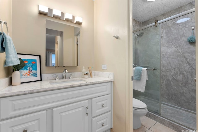 98-1038 Moanalua Rd Unit 1502, Aiea, HI 96701 - full bath featuring vanity, a marble finish shower, tile patterned flooring, and a textured ceiling