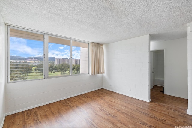 5122 Likini St Unit 703, Honolulu, HI 96818 - unfurnished room featuring wood finished floors, a textured ceiling, and concrete block wall