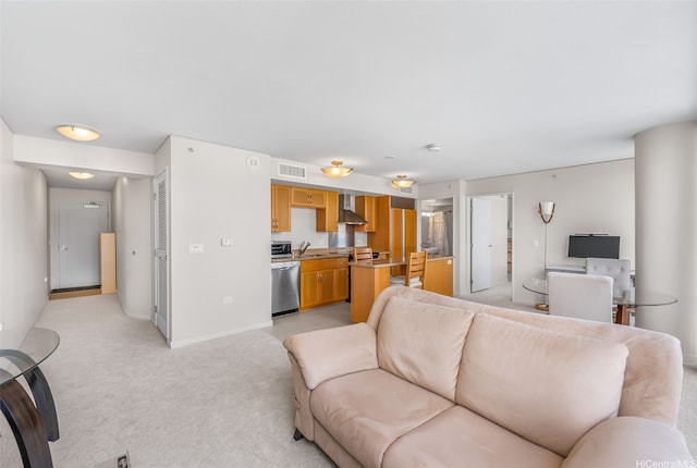 1296 Kapiolani Blvd Unit Ii-1801, Honolulu, HI 96814 - living area with light colored carpet and baseboards