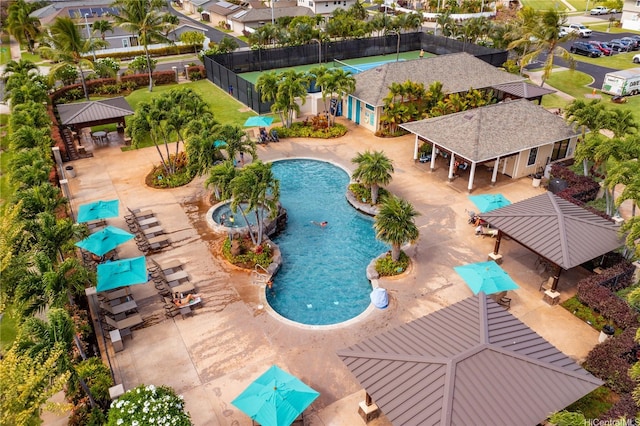 91-1312 Keoneula Blvd Unit 203, Ewa Beach, HI 96706 - community pool featuring a gazebo and a patio area