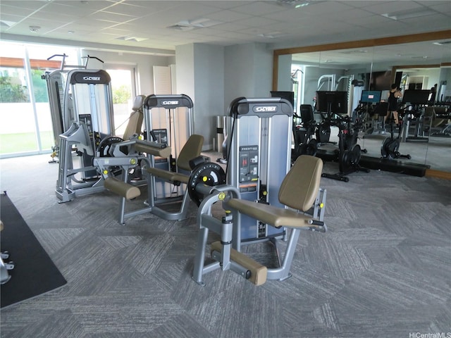 629 Keeaumoku St Unit 1303, Honolulu, HI 96814 - gym with carpet floors and a paneled ceiling