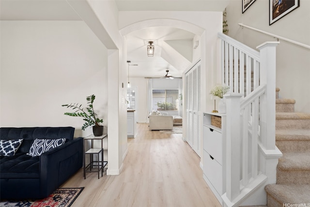 91-1021 Kaileolea Dr Unit H3, Ewa Beach, HI 96706 - hallway featuring stairway and light wood finished floors
