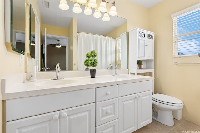 91-1021 Kaileolea Dr Unit H3, Ewa Beach, HI 96706 - bathroom with double vanity, tile patterned floors, and ceiling fan